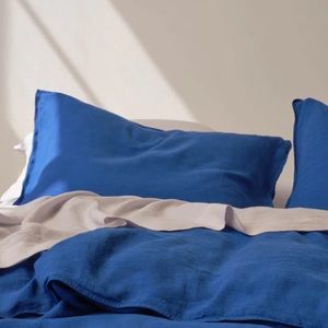 Linen Duvet Cover-Full/Queen Cobalt Blue